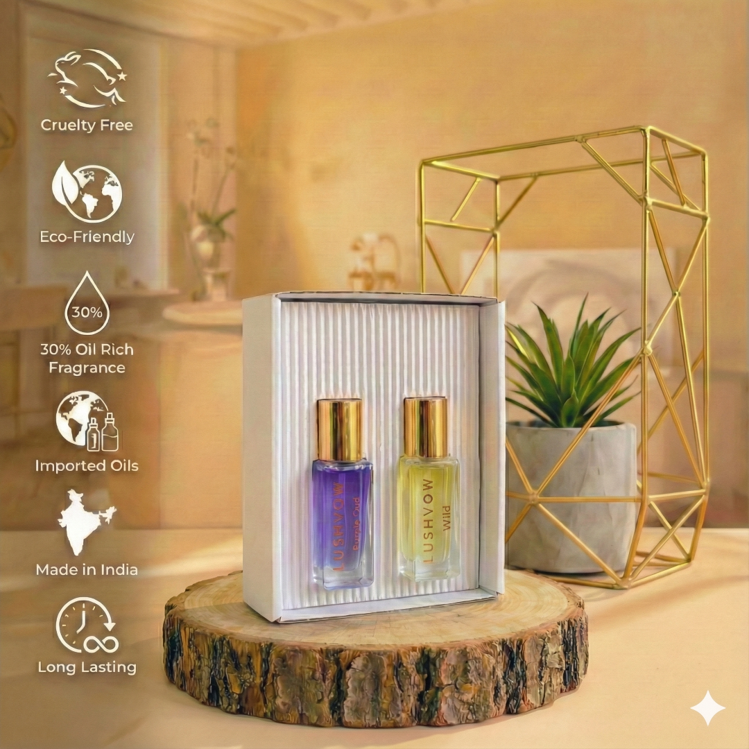Lushvow Women’s Perfume Trial Combo Pack – Purple Oud & Wild (2 x 20ml | 30% Oil) - Image 4
