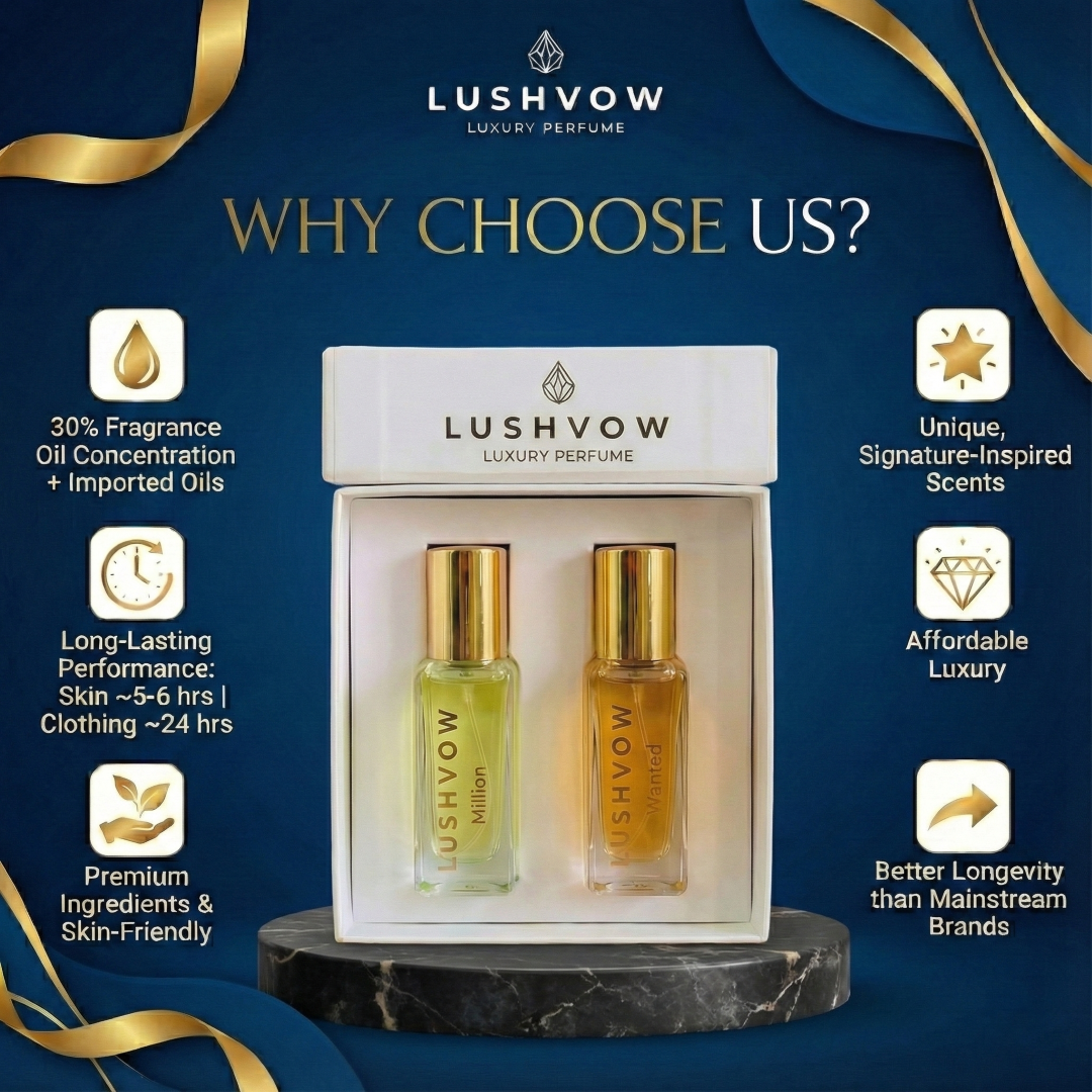 Lushvow Men’s Perfume Trial Combo Pack – Wanted & Million (2 x 20ml | 30% Oil) - Image 7