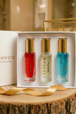 Lushvow Unisex Perfume Trial Combo Pack – Redroot, White Oud & Sport (3 × 20ml | 30% Oil)