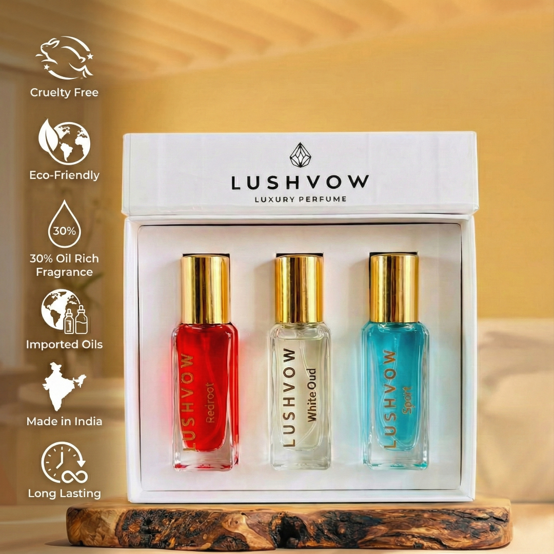 Lushvow Unisex Perfume Trial Combo Pack – Redroot, White Oud & Sport (3 × 20ml | 30% Oil) - Image 5